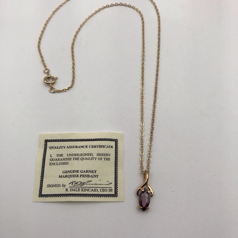 Vintage R. Dale Kincaid Garnet Marquise Pendant w/ Certificate of Authenticity - Picture 2 of 6